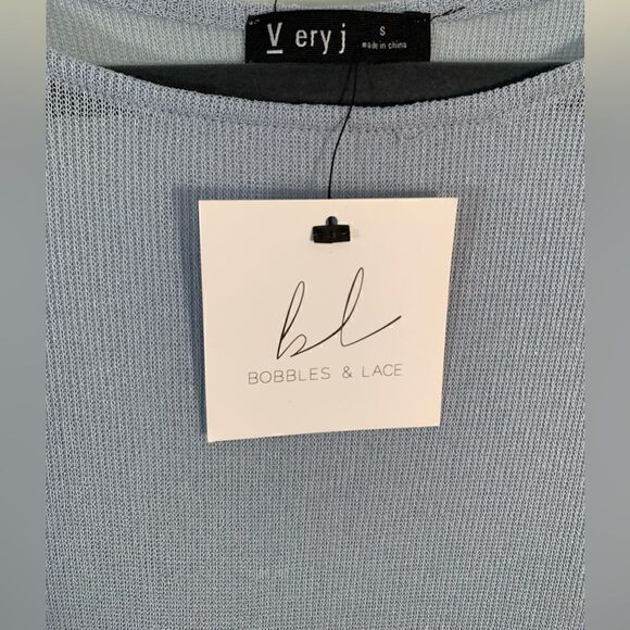 Very J NWT light blue lightweight knit sheer long sleeve top Size Small - Picture 5 of 5